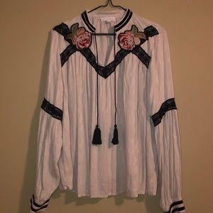 Tan embroidered blouse